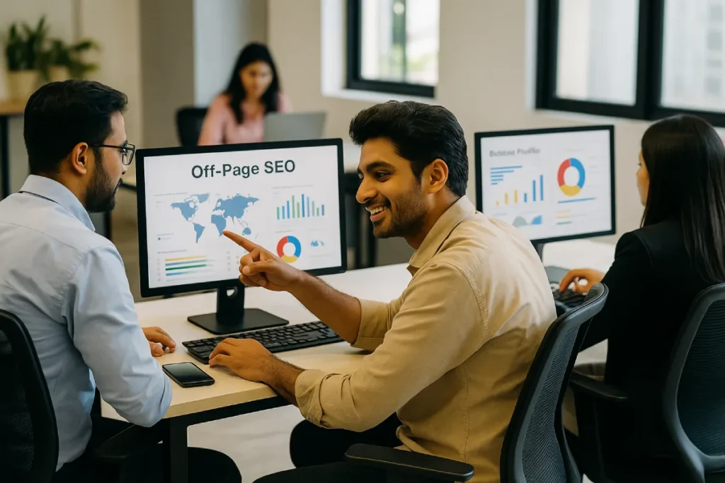 Indian marketers analyzing backlinks and off-page SEO metrics.