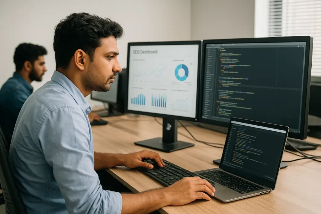 Indian IT professionals improving website speed and technical SEO.