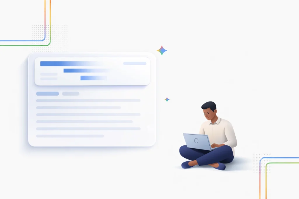 what is AI overview hero illustration with blurred search layout