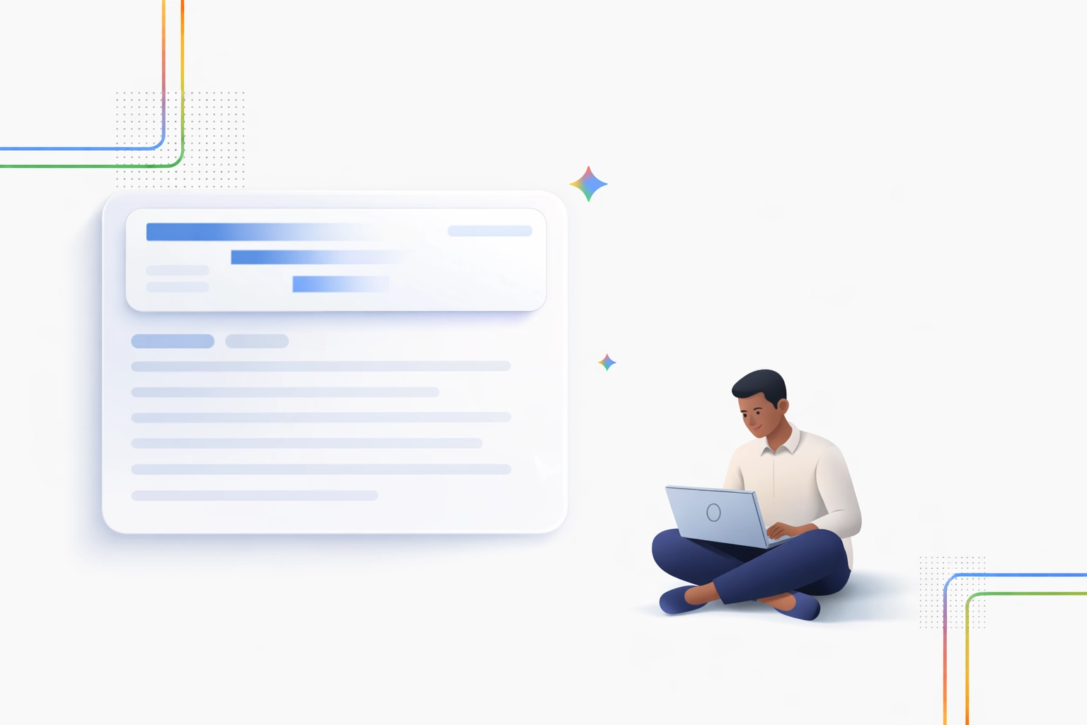 what is AI overview hero illustration with blurred search layout