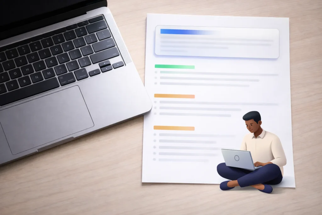  layout showing answer block to rank in AI overview