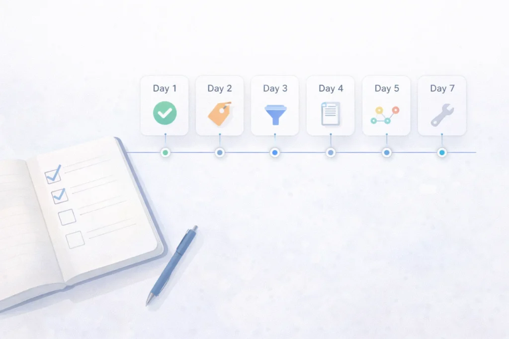 Analytics 4 checklist to track user behaviour and organic traffic checker