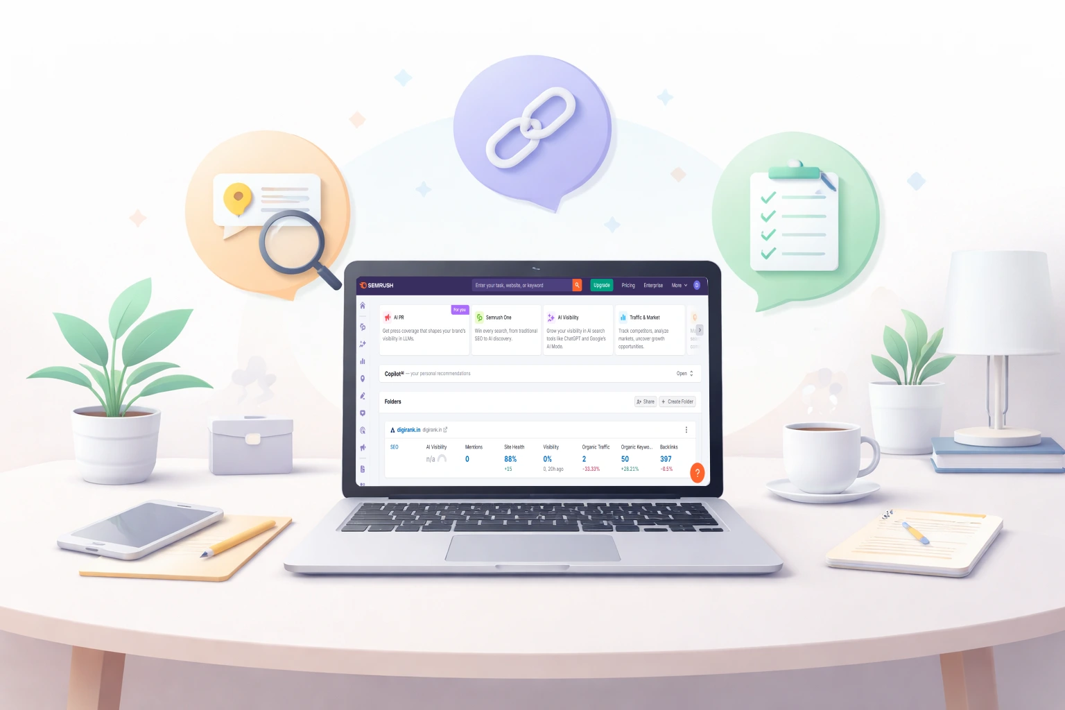 what is semrush dashboard style hero illustration