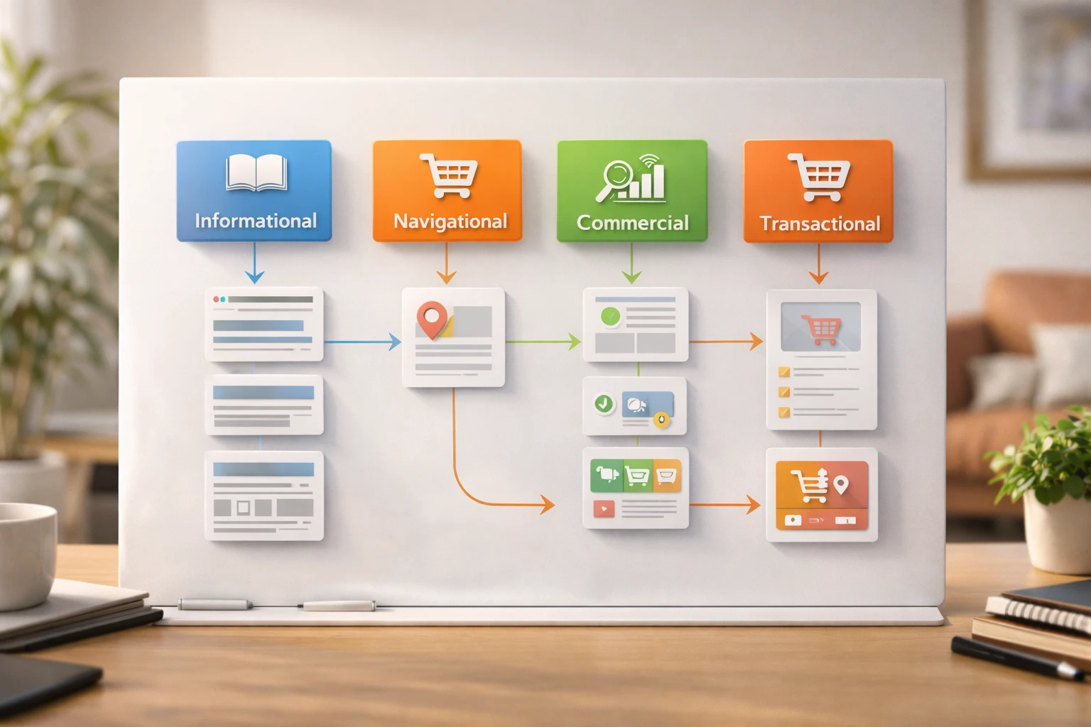 search intent types shown in a clear keyword intent visual