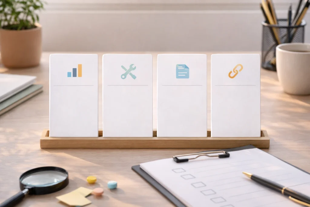 seo monthly plan calendar showing weekly focus areas
