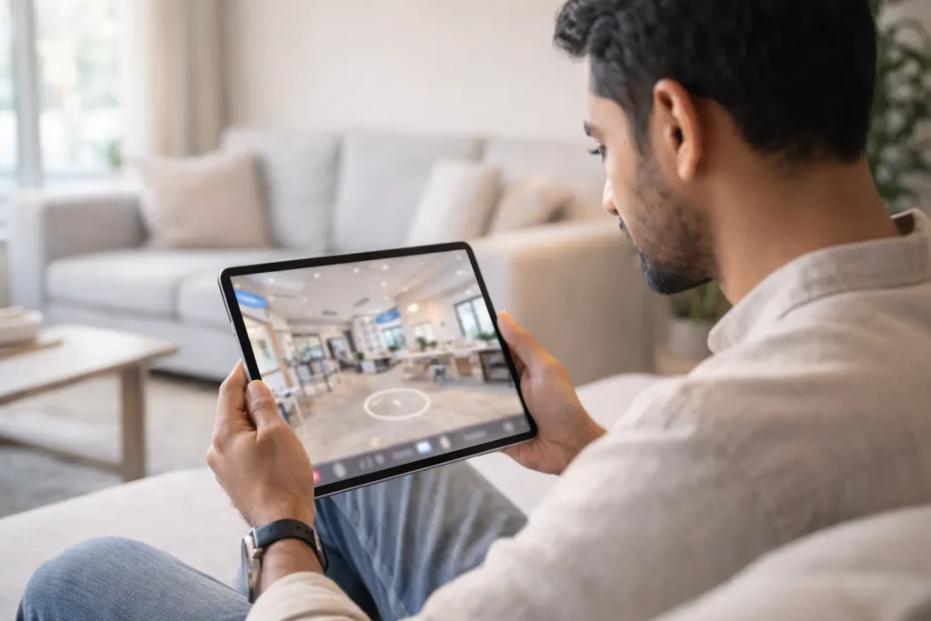 customer using virtual view to inspect a clinic before visiting
