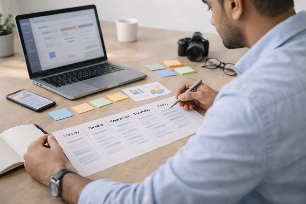 week-by-week social media strategy workflow for content planning