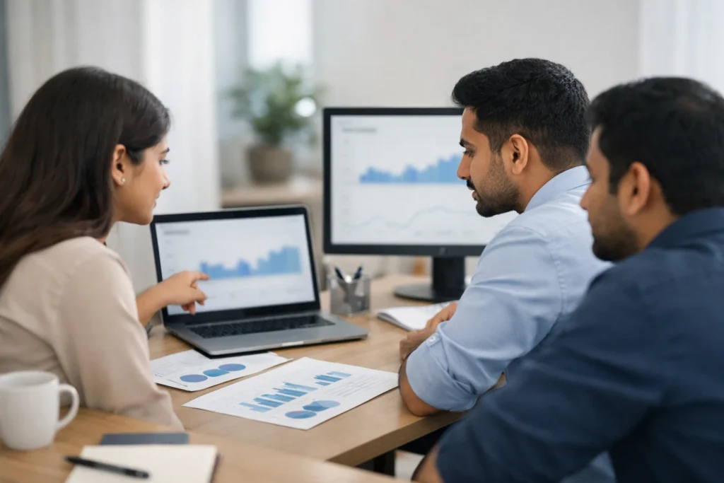 Google core update vs spam update analysis in an SEO office setting