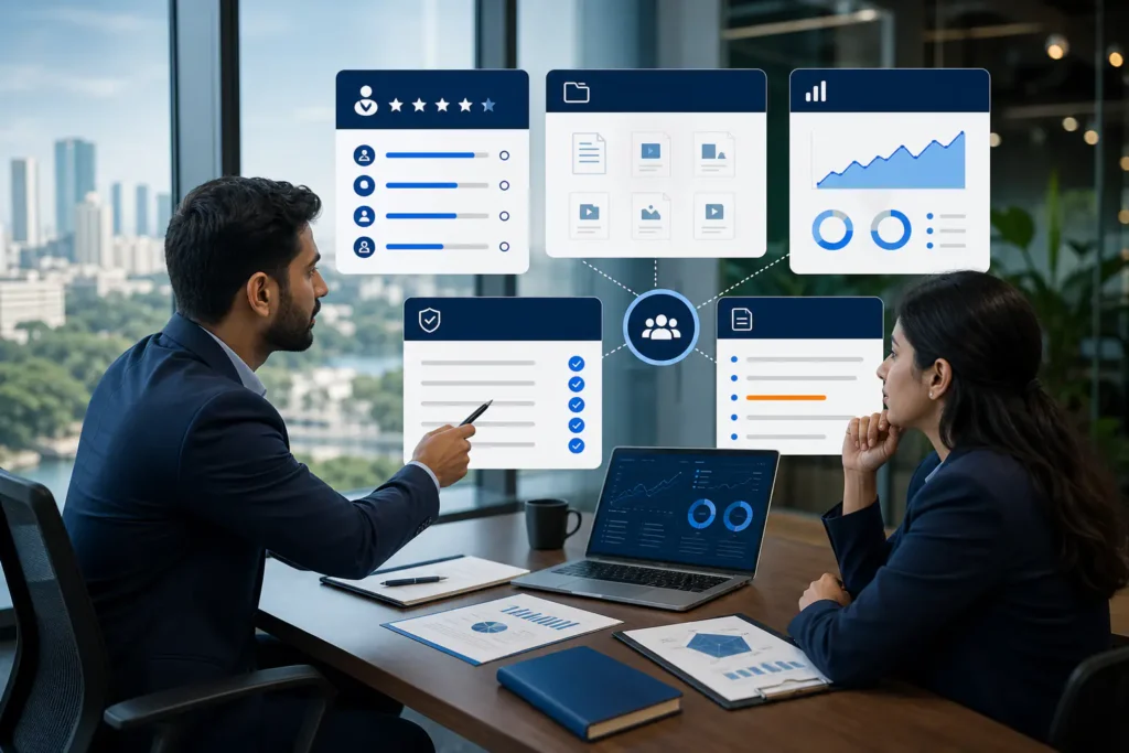 Digital marketing agency evaluation meeting using evidence, measurement and ownership criteria
